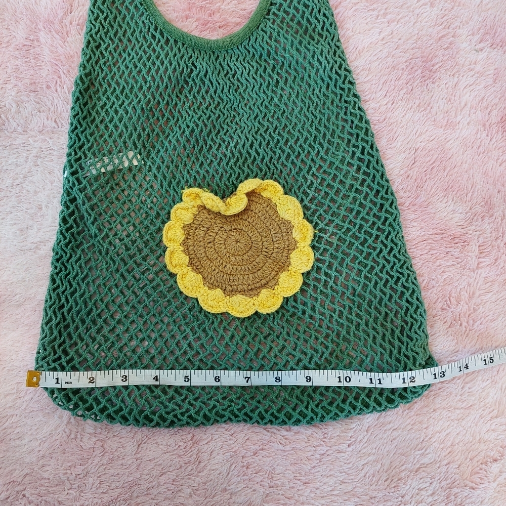 Urban Outfitters Sunflower Crochet Green Fishnet Open‎ Shoulder Bag - Picture 4 of 9